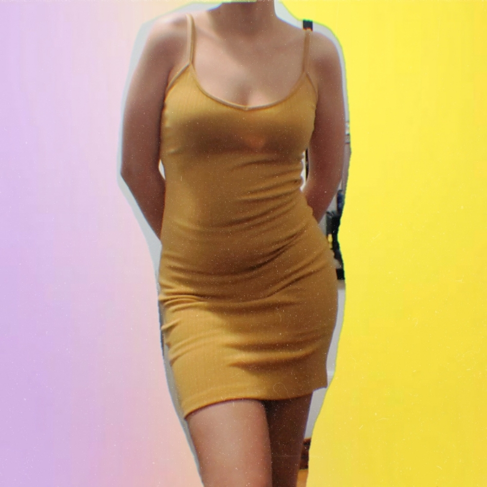 Forever 21 Yellow Bodycon Spaghetti Strap Mini Dress